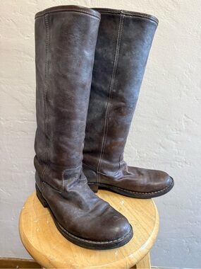 Fiorentini + Baker pull on brown leather knee hi slouch boots 37 7.5